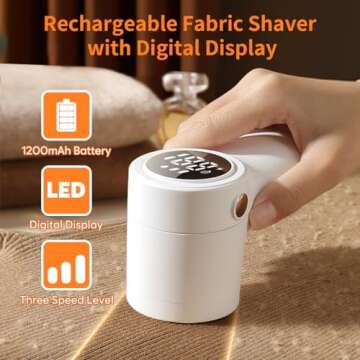 𝗥𝗲𝗰𝗵𝗮𝗿𝗴𝗲𝗮𝗯𝗹𝗲 Fabric Shaver, coldSky Lint Remover for Clothes wit...