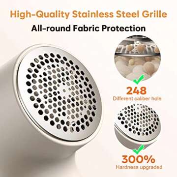 𝗥𝗲𝗰𝗵𝗮𝗿𝗴𝗲𝗮𝗯𝗹𝗲 Fabric Shaver, coldSky Lint Remover for Clothes with 3 Replaceable Blades, Electric Lint Shaver with Digital Display, 3-Speeds Defuzzer for Removing Fuzz and Pill from Sweater