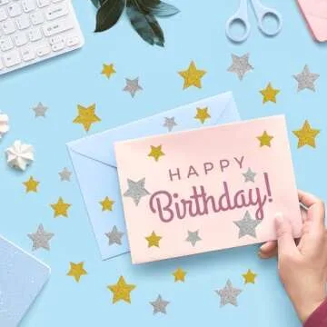 Jactales Glitter Star Puffy Stickers - Gold & Silver Foam Star, Easy Peel & Stick On, Small Stars for Kids Crafts & Christmas, Adhesive Shiny Star Shape 8 Sheets