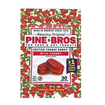 Pine Bros. Softish Throat Drops Wild Cherry - 30 count, Pack of 4