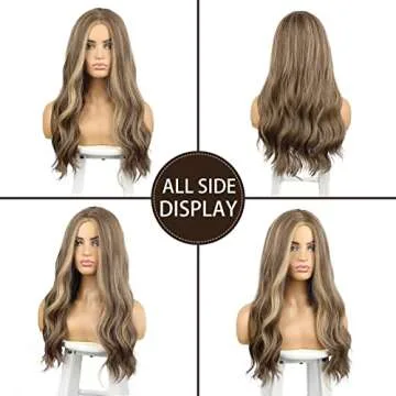 AISI QUEENS Brown Wig - Long Wavy Synthetic Heat Resistant Wig