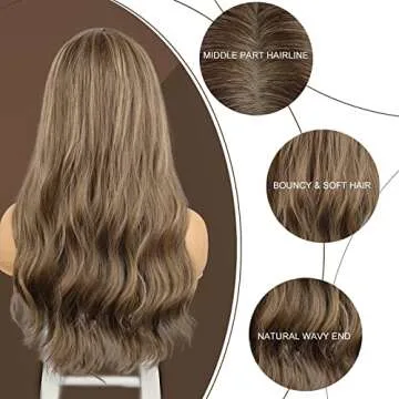 AISI QUEENS Brown Wig - Long Wavy Synthetic Style