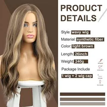 AISI QUEENS Brown Wig - Long Wavy Synthetic Style