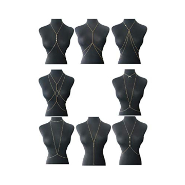 Tornito 8Pcs Gold Tone Body Chain Jewelry Set for Women