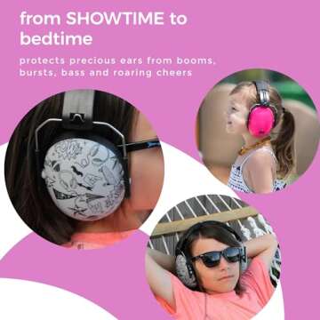 BANZ Kidz Earmuffs 2 Years & Older – Butterfly - Loud Noise Cancelling Kids Headphones & Toddler Ear Muffs, Size Adjustable