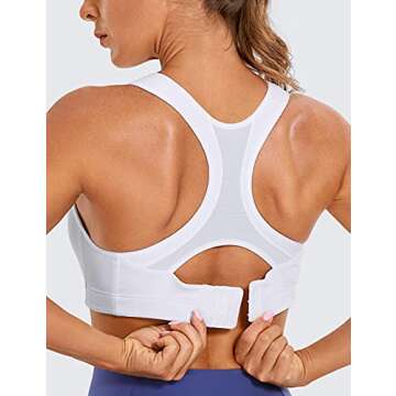 SYROKAN Women's Sports Bra Front Adjustable High Impact Support Padded Wireless Racerback Plus Size ...