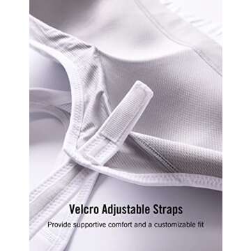 SYROKAN Women's Sports Bra Front Adjustable High Impact Support Padded Wireless Racerback Plus Size Running Bra White 38H