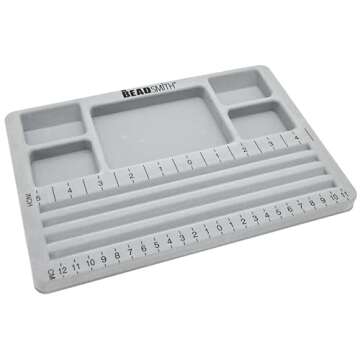 The BeadSmith Travel Bead Design in Beading Board and Gray Flock with Lid, 7.75 by 11.25-Inch