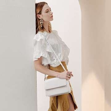 Telena Crossbody Bags, Vegan Leather Purses for Women, Handbag with Adjustable Strap, Crocodile White