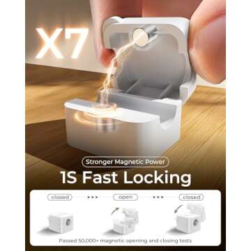 10Pack 2025 Upgraded Cord Organizer Magnetic Cable Clips [1s Lock] MRGLAS Cable Holder -Desk Cable Management [Cable Smooth Adjustable], Adhesive Wire Keeper for Nightstand Desktop Wall Car Office