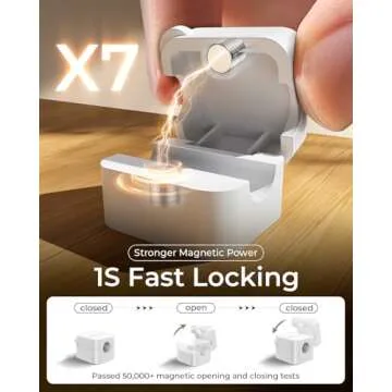 10Pack 2025 Upgraded Cord Organizer Magnetic Cable Clips [1s Lock] MRGLAS Cable Holder -Desk Cable Management [Cable Smooth Adjustable], Adhesive Wire Keeper for Nightstand Desktop Wall Car Office