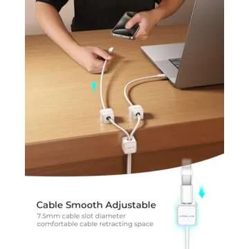 10Pack 2025 Upgraded Cord Organizer Magnetic Cable Clips [1s Lock] MRGLAS Cable Holder -Desk Cable Management [Cable Smooth Adjustable], Adhesive Wire Keeper for Nightstand Desktop Wall Car Office