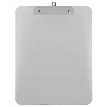 Trade Quest Plastic Clipboard Transparent Color Letter Size Low Profile Clip (Pack of 6) (Clear)