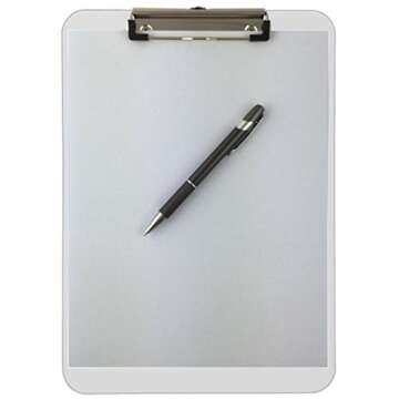 Trade Quest Plastic Clipboard Transparent Color Letter Size Low Profile Clip (Pack of 6) (Clear)