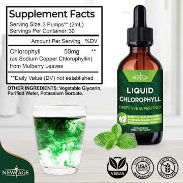 NEW AGE Chlorophyll Liquid Drops - Natural Concentrate – Energy Booster, Digestion and Immune Syst...