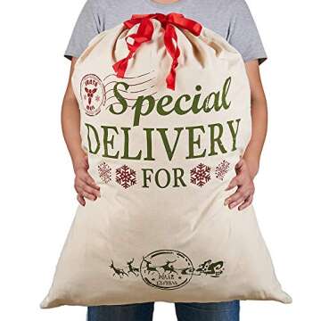 Christmas Gift Canvas Bags with Red Drawstring Extra Large 39.4" X 27.6" Santa Sacks for Xmas Stockings Presents Holder for Kids Boys Girls. (Extra Large)