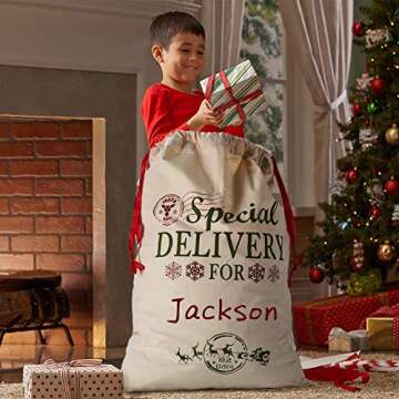 Christmas Gift Canvas Bags with Red Drawstring Extra Large 39.4" X 27.6" Santa Sacks for Xmas Stockings Presents Holder for Kids Boys Girls. (Extra Large)