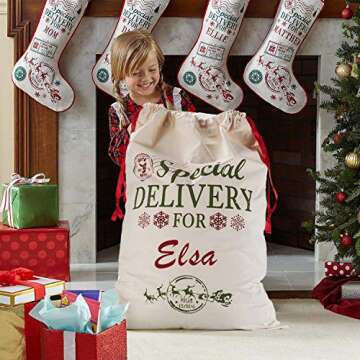 Christmas Gift Canvas Bags with Red Drawstring Extra Large 39.4" X 27.6" Santa Sacks for Xmas Stockings Presents Holder for Kids Boys Girls. (Extra Large)