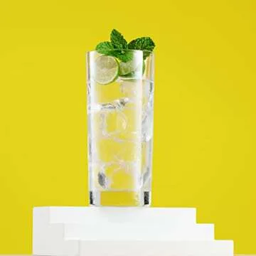 Godinger Highball Drinking Glasses, Italian Made Tall Glass Cups, Water Glasses Drinking Set, Cocktail Glasses - 14oz, Set of 4, Made In Italy