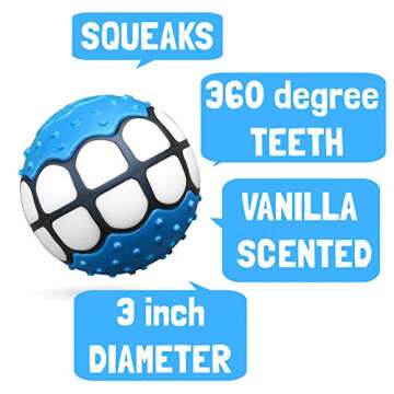 Dawg Grillz Dog Balls Toys Squeaky Fetch - Rubber Funny Ball Gifts for Large Medium Dogs (Blue White...