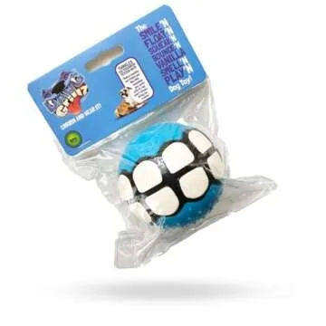Dawg Grillz Dog Balls Toys Squeaky Fetch - Rubber Funny Ball Gifts for Large Medium Dogs (Blue White)