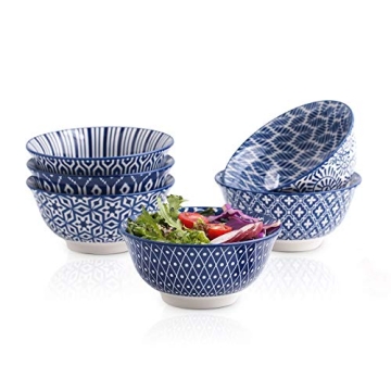 Selamica 7 inches Porcelain Cereal Bowl Set - Set of 6, Soup Bowls, Ceramic bowls for Cereal, Soup, ...