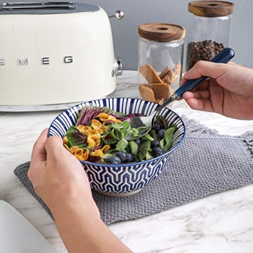 Selamica Vintage Blue Porcelain Bowl Set of 6 for Cereal