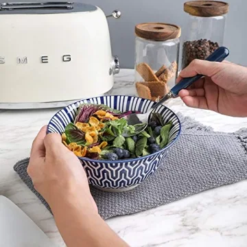 Selamica Vintage Blue Porcelain Bowl Set of 6 for Cereal