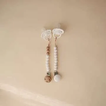 Mushie 100% Silicone Baby Pacifier Clip BPA Free | Hera (Shifting Sand)