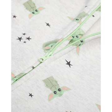 STAR WARS Baby Yoda New Born Infant Boys' Long Sleeve Fleece Hooded Romper Bodysuit Printed 0-3 Months