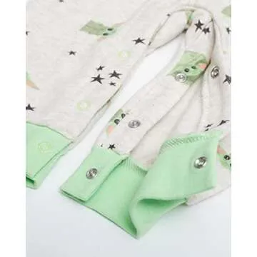 STAR WARS Baby Yoda New Born Infant Boys' Long Sleeve Fleece Hooded Romper Bodysuit Printed 0-3 Months