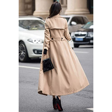 Stylish ebossy Women's Double Breasted Duster Trench Coat for All Events