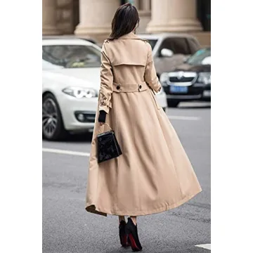 Stylish ebossy Women's Double Breasted Duster Trench Coat for All Events