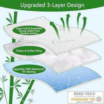 GOONIK Twin Size Mattress Protector, Breathable Bamboo Viscose Waterproof Twin Mattress Pad Cover wi...