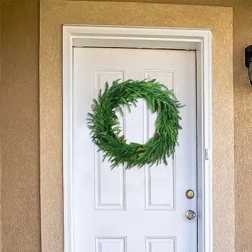 Jutom Christmas Norfolk Pine Wreath for Festive Decor