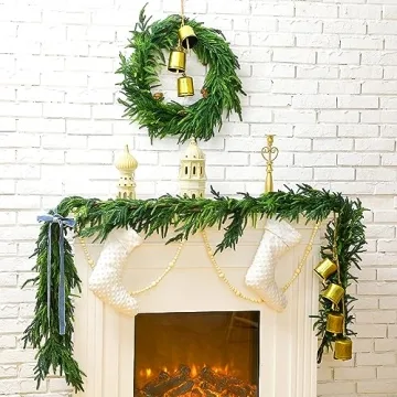 Jutom Christmas Norfolk Pine Wreath for Festive Decor