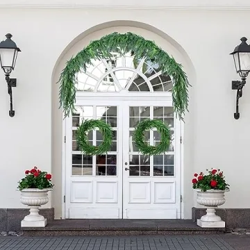 Jutom Christmas Norfolk Pine Wreath for Festive Decor