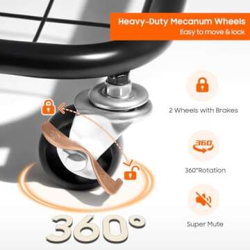 150L Rolling Laundry Hamper with Wheels and Metal Frame