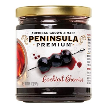 Peninsula Premium Cocktail Cherries | Award Winning, Deep Burgundy Red Cherries in Silky Syrup