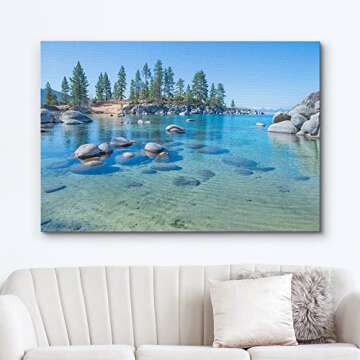 wall26 Canvas Print Wall Art Blue Lake in Mountain Forest Landscape Nature Wilderness Photography Mo...