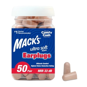 Mack's Ultra Soft Foam Earplugs, 50 Pair - 33dB Highest NRR, Comfortable Ear Plugs for Sleeping, Sno...