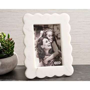 Mud Pie Scalloped Marble Frame, Large, 5x7