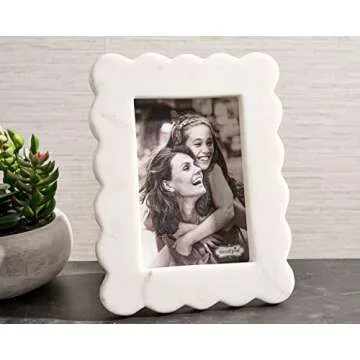 Mud Pie Scalloped Marble Frame for Elegant Decor