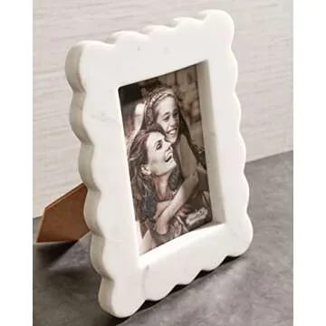 Mud Pie Scalloped Marble Frame for Elegant Decor