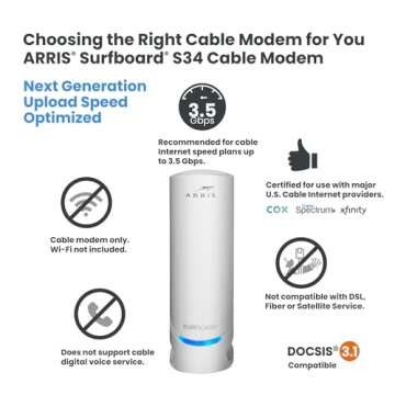 ARRIS SURFboard S34 Cable Modem: Fast DOCSIS 3.1 for Multi-Gigabit Internet