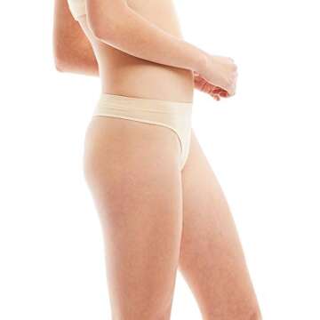 Kalon 6 Pack Women's Nylon Spandex Thong Underwear (Medium, Basics)