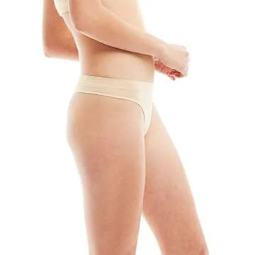 Kalon 6 Pack Women's Nylon Spandex Thong Underwear (Medium, Basics)