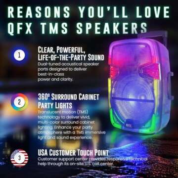 QFX 8" Portable Rechargable Bluetooth PA Karaoke Loud Party Speaker up to 5 Hour Playtime | Bluetoot...