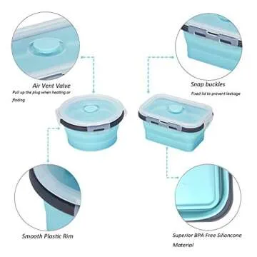 KUON Silicone Collapsible Food Storage Containers Set of 4