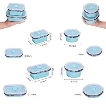 KUON Silicone Collapsible Food Storage Containers Set of 4